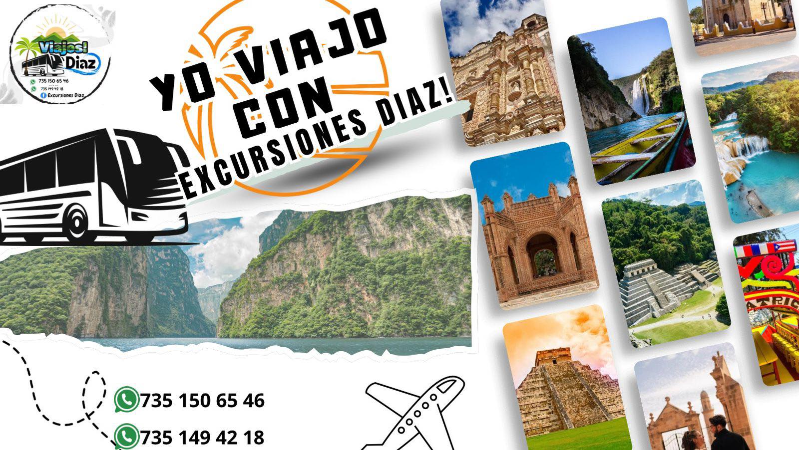 Portada Yo viajo con Excursiones Díaz con destinos turísticos